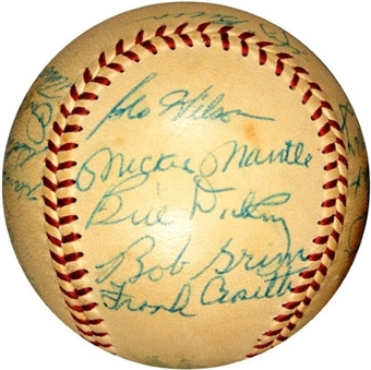 1956 Yankees World Series Champions Team Signed Ball (22 signatures) Mantle and Stengel